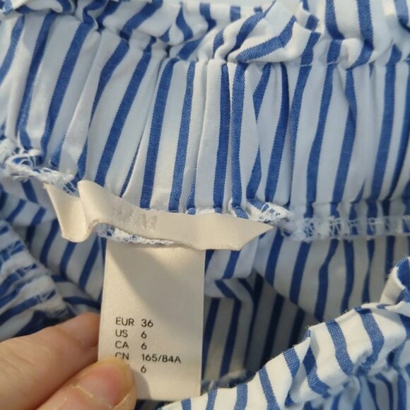 H&M woman's white mix stripe cotton bardot top - Picture 4 of 5